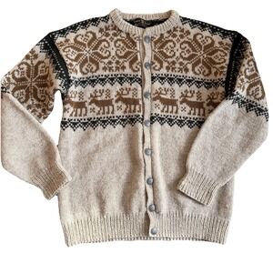 Vintage Hand Knitted SAGA KNIT Pure New WoolSweater Unisex Made in Norway SZ-S/M